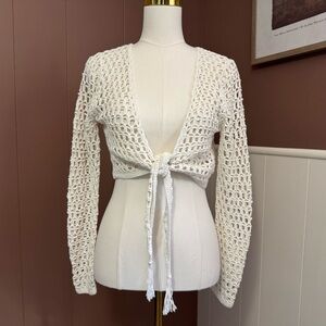 NWT Devon Windsor Crochet Remi Cover Up Top in Off White